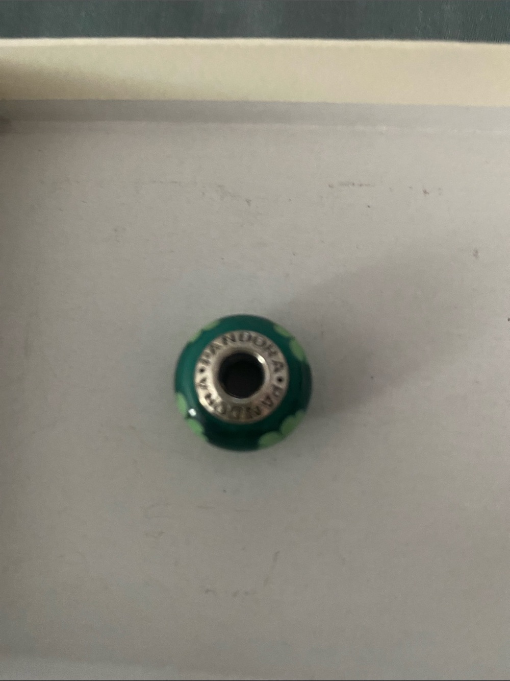 Pandora Green Glass Bead with Lime Floral Accents